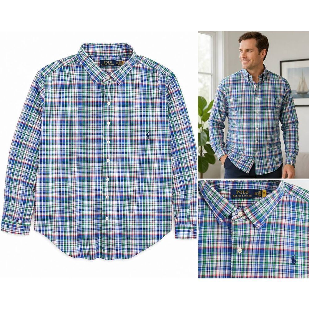 Polo Ralph Lauren Plaid Button Down Shirt 2XLT Tall Multicolor Cotton